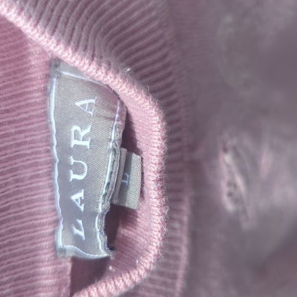 Laura Mock Neck Pink Floral Cut Out Embroidered Sweater - Size L Good Condition - Picture 3 of 5